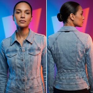 White House Black Market Light Blue Denim Jacket